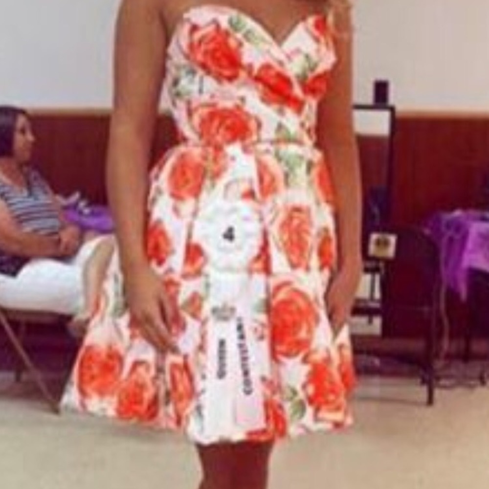 Sherri Hill orange floral cocktail sz 4